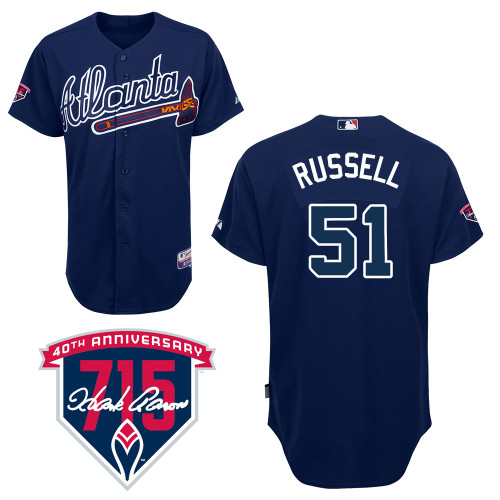 James Russell #51 MLB Jersey-Atlanta Braves Men's Authentic Alternate Road Navy Cool Base Baseball Jersey